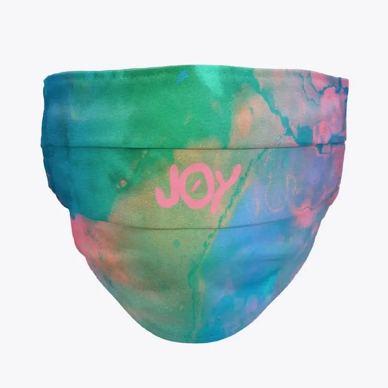 Blue-Green Painted "JOY" Face Mask