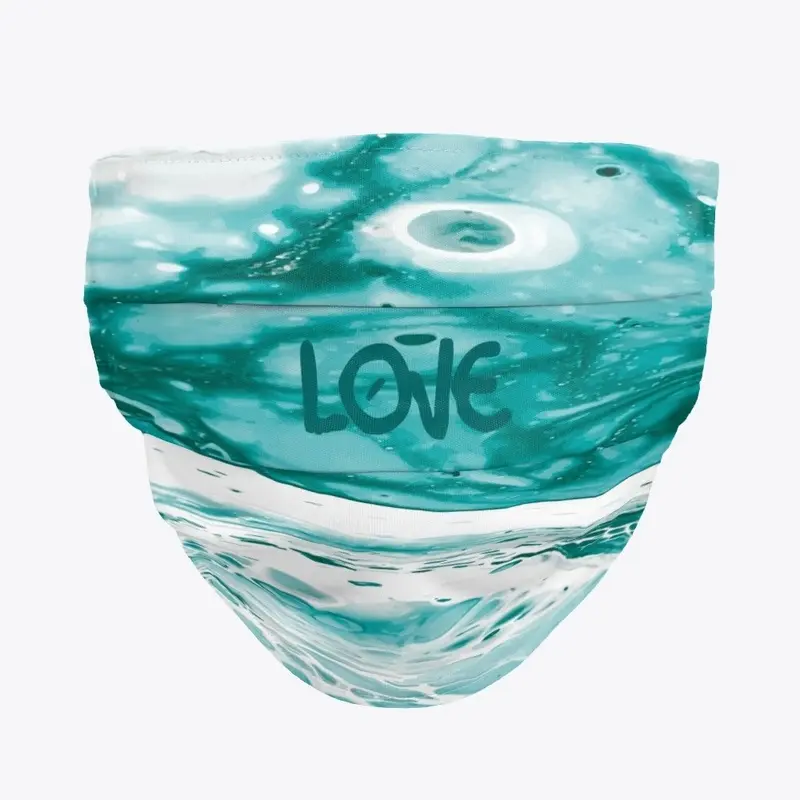 Turquoise Marble "LOVE" Face Mask