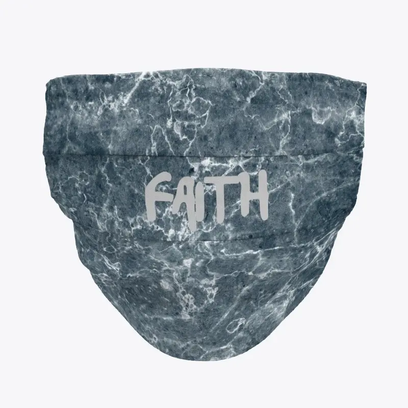 Gray Marble "FAITH" Face Mask