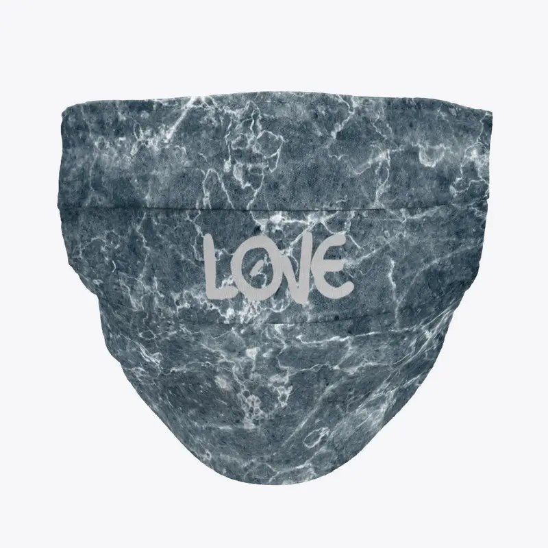 Gray Marble "LOVE" Face Mask