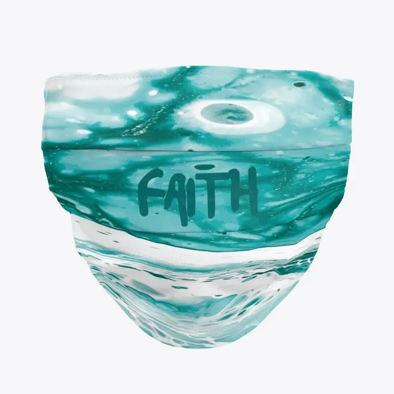 Turquoise Marble "FAITH" Face Mask