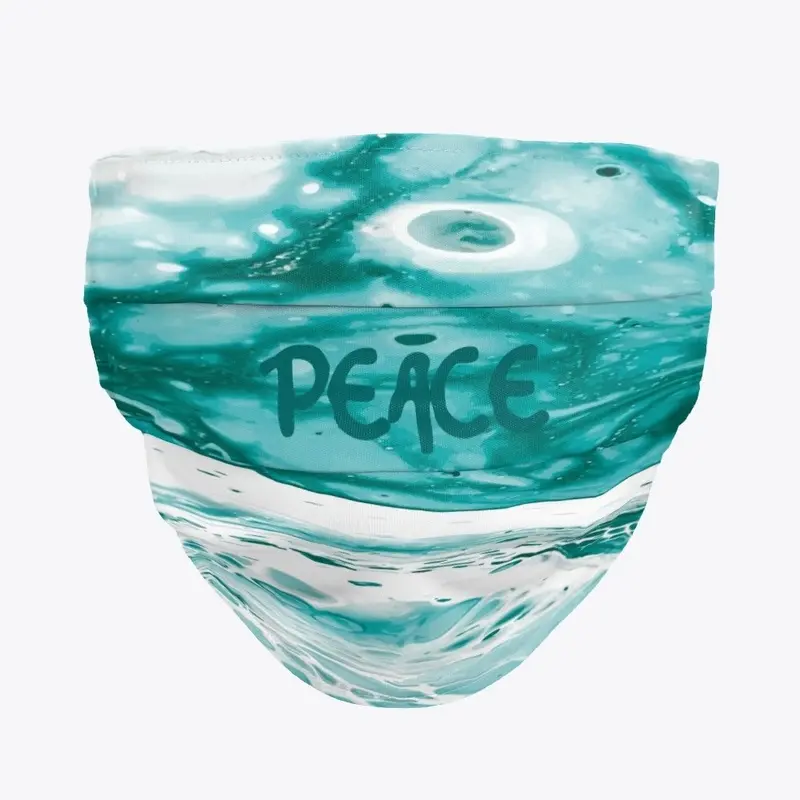 Turquoise Marble "PEACE" Face Mask