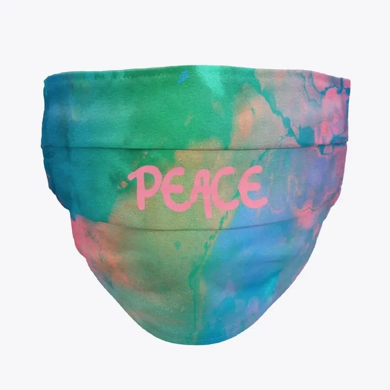 Blue-Green Painted "PEACE" Face Mask